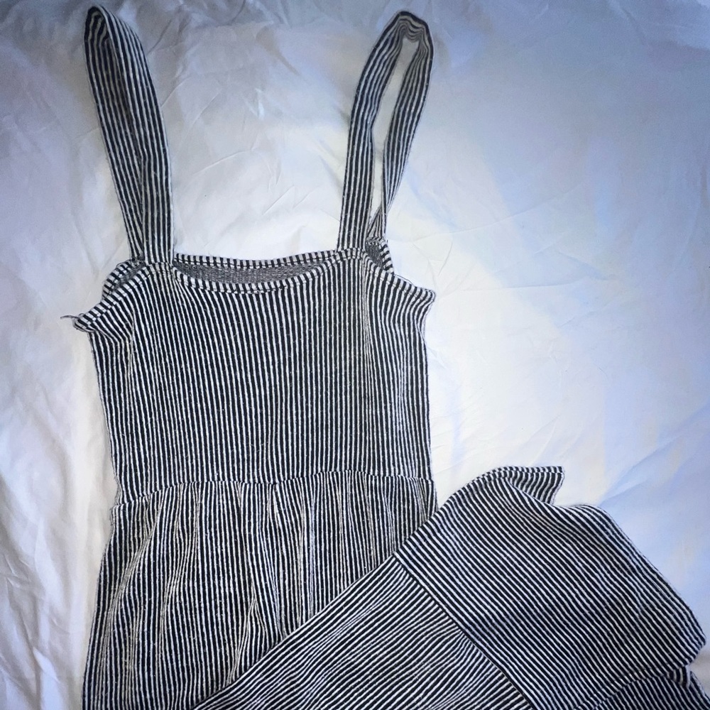 Black and White Striped Jumpsuit